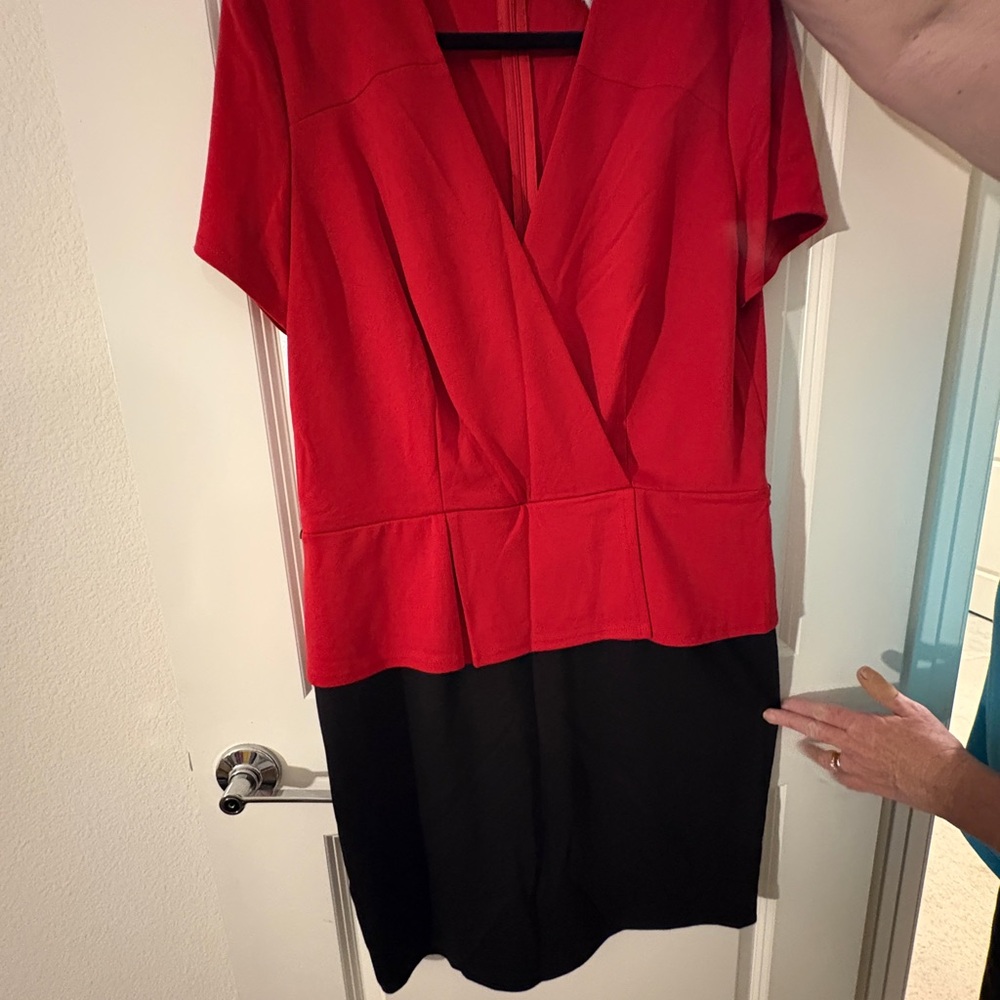 Danny & Nicole Red and Black Mini Peplum Dress